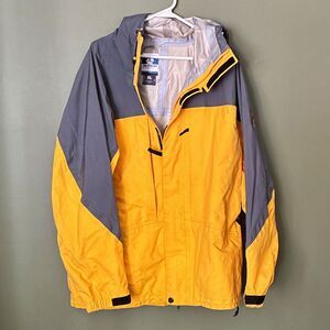Vintage Burton AK Men's XL Yellow/Gray Hooded Full Zip Ski Jacket Y2K Techwear
